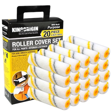 King Origin Paint Roller 4 Inch, 20 Piece Mini Paint Roller Covers, 3/8" Nap Microfiber Roller Cover Refill, Small Paint Roller for All Paints and Stains