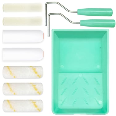 10 Pieces Paint Roller Kit, 4&rdquo; Microfiber Paint Rollers, Mini High Density Foam Roller Covers with Tray, Small Wool Blend Paint Roller Set for Painting Walls, Home House Repair