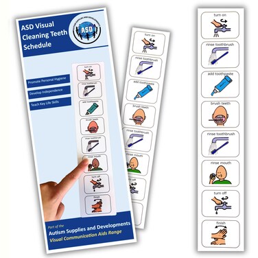 Autism Brushing Teeth Routine Chart &ndash;Visual Schedule for Kids -Premium Durable Plastic -Teach How to Brush Your Teeth &ndash;Autism Learning Materials &ndash;Bathroom Visual for Autism