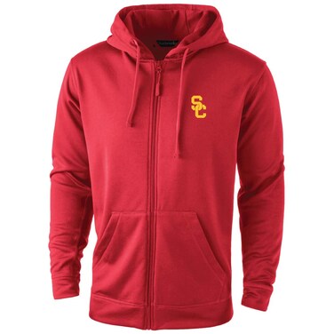 dunbrooke NCAA USC Trojans Mens Trophy Tech Fleece Fullzip Hoodie, Red, X-Large