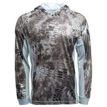 Kryptek Men's Standard Zephyr Camo Hoodie, Ventilation and Sun Protection for Fishing, Hunting, Watersports, RAID/Wolf Grey, S