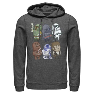 Star Wars Doodles Mens Pullover Hoodie, Charcoal Heather, 3X-Large