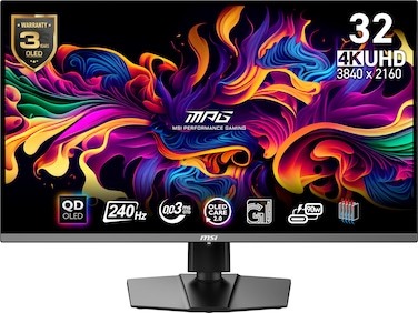 MSI MPG 321URX QD-OLED, 32&quot; 4K UHD Quantum Dot OLED Gaming Monitor, 3840 x 2160, 0.03ms, 240Hz, True Black HDR 400, 90W USB Type C, HDMI, DP Port