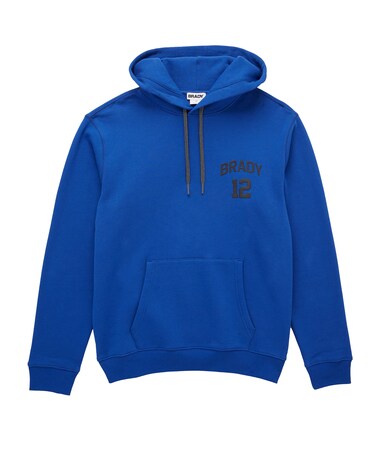 BRADY Men's Cotton Fleece Wordmark 12 Hoodie, Blue