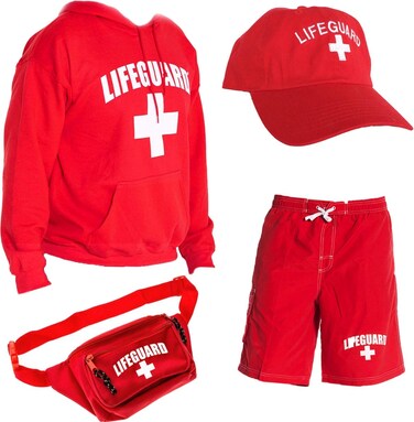 LIFEGUARD Officially Licensed Mens Halloween Costume Combo Pack Hoodie, Shorts, Hat, Fanny Pack &hellip;