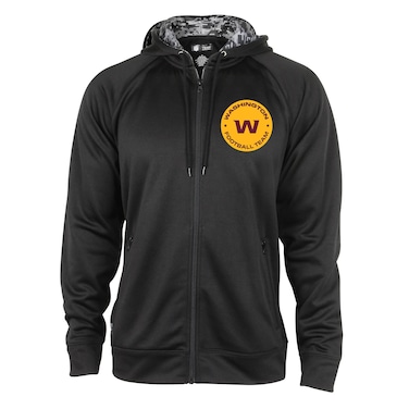 Zubaz Men's Standard Full Zip Black Hoodie, Team Color, Small
