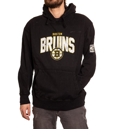 Calhoun NHL Surf &amp; Skate Unisex Acid Wash Pullover Hoodie (Boston Bruins, Large)