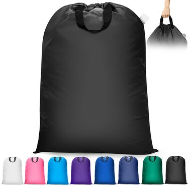 Isink Extra Large Laundry Bag With Handles, Heavy Duty Laundry Bag, Travel Laundry Bag for Dirty Clothes, Laundry Bag for Traveling, Dirty Clothes Travel Bag, Laundry Bag for Camp, 28" x 40"(Black)