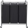 STO STO Laundry Sorter 3 Section, 3 Bag Laundry Hamper, Rolling Laundry Cart, Laundry Basket with Heavy Duty Lockable Wheels and Removable Bag for Clothes Storage, Black