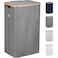 Lonbet - Laundry Hamper with Lid Cover - Sturdy Tall Bamboo Laundry Basket Clothes Organizer - Aesthetic Bedroom Fabric Bin - Big Bathroom Dirty Clothes Hamper - Removable Bag - XL 100 Liters - Grey
