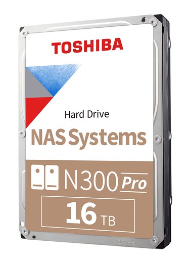 Toshiba N300 PRO 16TB Large-Sized Business NAS (up to 24 bays) 3.5-Inch Internal Hard Drive - Up to 300 TB/year Workload Rate CMR SATA 6 GB/s 7200 RPM 512 MB Cache - HDWG51GXZSTB