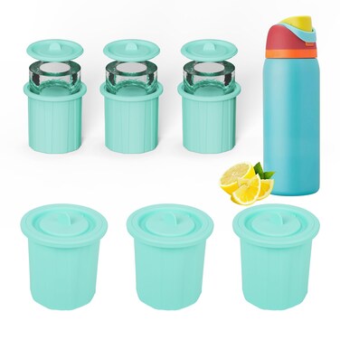 Ice Cube Tray for Owala FreeSip,3 Silicone Ice Cube Maker With Lid for Tumbler,Water Bottle for Chilling Whiskey, Cocktails, Drinks, Coffee, Easy Fill and Release Hollow Cylinder Ice Molds (Green)