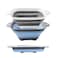 Fglmctsh Collapsible Colander Set, Square Round Triangles Silicone Kitchen Strainer Perfect for Draining Pasta Vegetable fruit 2 PCS (10.8"L x 8.6"W x 2"H, Blue &amp; Gray)