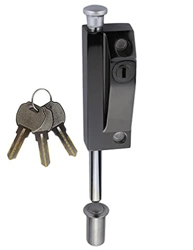 FIREFLYWEB Spring Loaded Latch pin Black Heavy Duty Sliding Bolt Marine Grade,Barrel Bolt Thickened Vertical Latch Door Lock Cane Bolts for Gates Garage barn Double Door (Black)