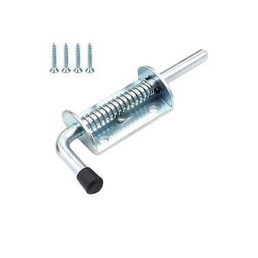Spring Loaded Latch, KAIISSA Barrel Bolt Metal Lock with Grip, Heavy Duty Spring Latch Pin for Yard Gate Shed Door Tailgate Trailer Garage with Screws (Medium 153mm)