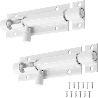 2 Pack 3 Inch Barrel Bolt Lock, Heavy Duty Slide Latch Lock, Security Sliding Latch Lock, Door Latch Lock Slide Bolt, White