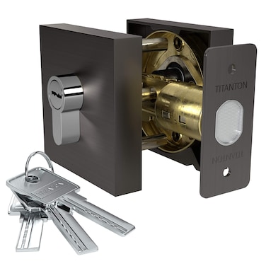TITANTON 1903 - Modern Deadbolt Door Lock Set with Keys and Adjustable Latch in Polished Chrome Finish