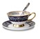 YBK Tech Euro Style Bone China Cup&amp; Saucer Set, Ceramic Tea Coffee Cup for Home Kitchen Wedding (Royal Pattern- Deep Blue)
