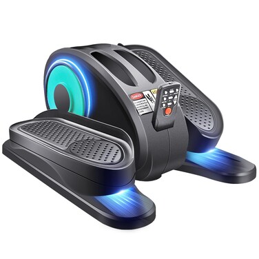 ESL Under Desk Elliptical - Portable Leg Exerciser for Seniors, Compact Seated Elliptical with Remote Control, LCD Display Electric Elliptical Trainers for Home, Blue