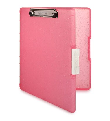 Dexas Slimcase 2 Plastic Clipboard with Storage and Side Opening, Pink Glitter, Office Supplies Clipboards to Organize, Carry and Store, A4 Holder, Style and Functionality Nursing Clipboards