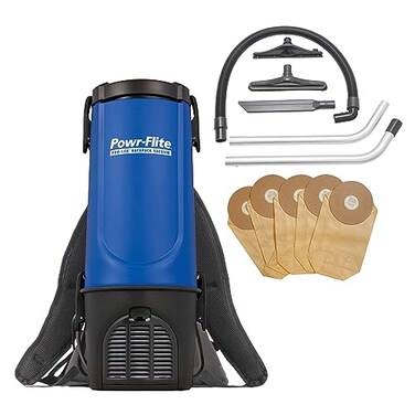 Powr-Flite Pro-Lite Backpack Vacuum Commercial Grade 4-Quart Canister Vacuum Cleaner, Portable Vacuum with Tool Kit, BP4S