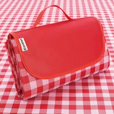 RUIBOLU Large Picnic Blankets,Beach Blanket Sandproof Beach Mat for 3-5 Adults Waterproof Quick Drying Outdoor Picnic Mat for Travel Camping Hiking(Red Plaids)