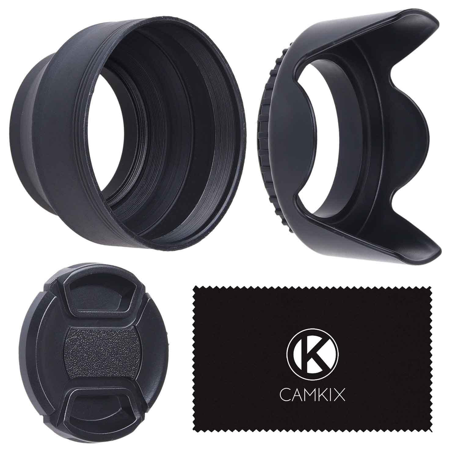 كامكيكس CamKix Set Of 2 Camera Lens Hoods And 1 Lens Cap