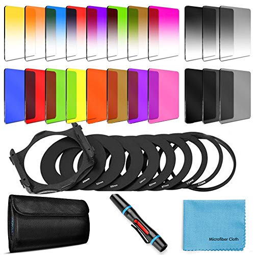xsweetdream Xsweetdream 24 Pcs Square Filter Kit Nd Filters Graduated Full Color Lens Filter Set For Cok