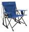 GCI Outdoor Kickback Rocker Camping Chair   Portable Folding Rocking Chair with Durable Armrests, Drink Holder &amp; Relaxed Lowered Seat for Comfort &mdash; Heathered Royal