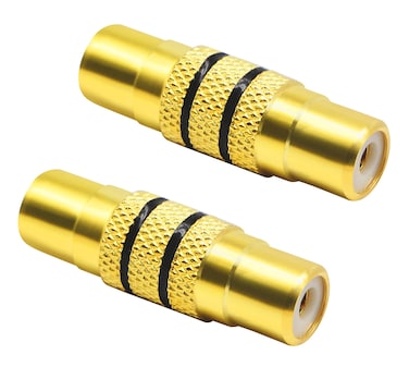 zdyCGTime (2-Pack Gold Plated Audio Video RCA Female to RCA Female Coupler Adapter A/V Joiner Video and Audio Coupler Metal Adapter (Gold) (1 RCA-Black Circle)