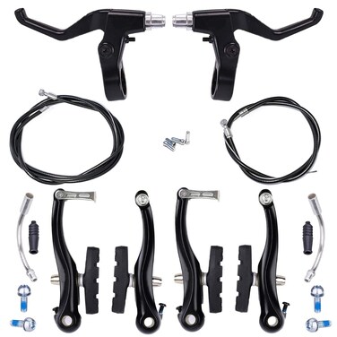 Farbetter Bike Front &amp; Rear Brake Levers, Brakes Cables, V-Brake Caliper Kit, Bicycle Bike V-Brake Set, Advanced Edition (Black)