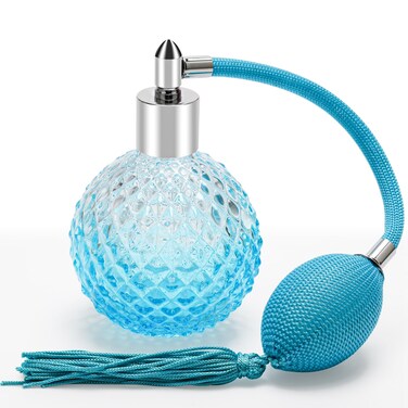 Coolrunner Crystal Art Vintage Style Refillable Perfume Atomizer Long Spray Bottle 100ml (Blue)