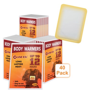 Body Warmers Adhesive 40 Packs, Disposable Body Warmers Long Lasting Safe Natural Odorless Air Activated Warmers Up to 12 Hours of Heat - Stick Body Warmers Natural Warm Patch for Cold Weather