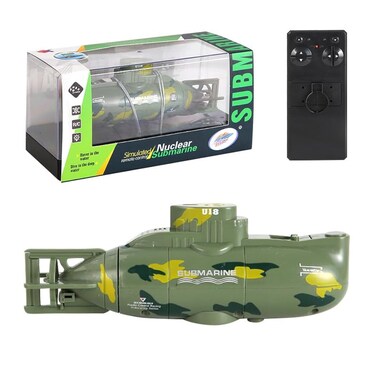 Mini RC Submarine Waterproof Electric Military Model, 6 Channel RC Toy, Ideal Water Diving Gift for Kids (Green)