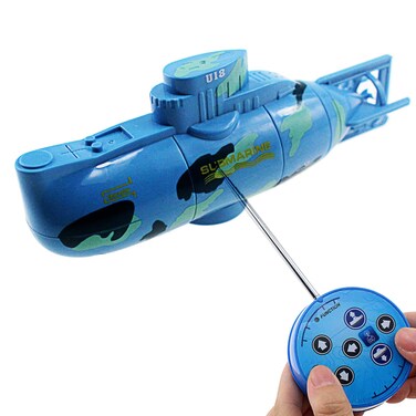 Tipmant Mini RC Submarine Toys Remote Control Boat Electric Swim Diving Fish Tank Water Tube Kids Birthday Gifts (Blue)