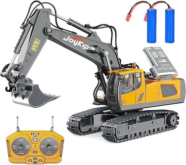 Remote Control Excavator Toy 11 Channel 2.4Ghz RC Construction Vehicles with Metal Shovel Truck Toys for Kids, 680&deg; Rotation with Lights and Sound - 1/20 Scale Tractor Digger for Boys 6 +