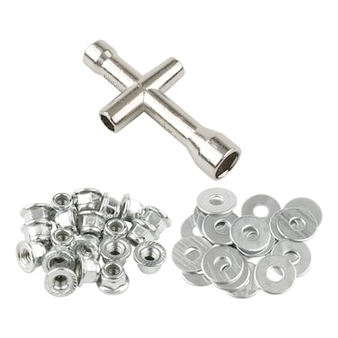 Rchobbytop 20 Pairs M4 Lock Nuts Serrated Flange Nylon Insert and M4 Flat Washers Cross Socket Wrench for 1/10 Traxxas Axial HPI Redcat HSP Model RC Vehicles Wheel, Silver