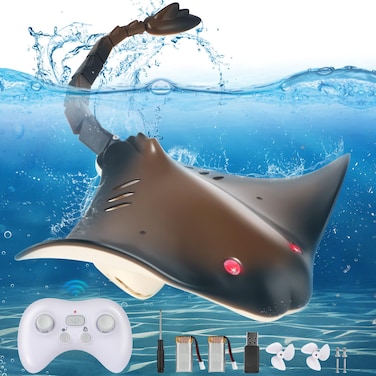 Remote Control Manta Ray Toy, 2.4G High Simulation Devil Ray for Pool, Bathtub or Lake, Swimming RC Boat Toys for Kids 6+ Year Old Boys and Girls Christmas Birthday Gifts