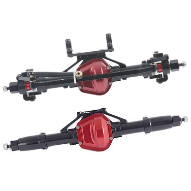 RZXYL Aluminum Alloy Front and Rear Axle and Universal Driveshafts Set for 1/10 RC Crawler Car Axial SCX10 (Black)
