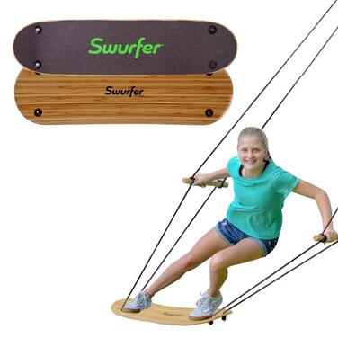 Swurfer The Original Tree Swing Stand Up Surfing Swing with Skateboard Seat Design and Adjustable Handles (Bamboo-Limited Edition)