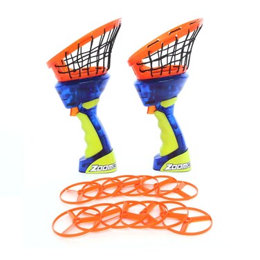 Zoom-O Flying Disc Launcher   Flying Spinner   Catch and Shoot Flying Disc Up to 100 Feet in Air   Fun Outdoor Games for Kids   2-Pack