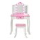 Teamson Kids Little Princess Gisele Sweethearts Print Kids Vanity Set with Matching Stool, Tri-fold Mirror with Glamour LED Lights + Storage Drawer For 3yr and up, Pretend Play House, Salon White/Pink