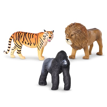 Terra by Battat &ndash; Realistic Animal Figurines &ndash; Plastic Jungle Animals (5"Lion, 4"Tiger &amp; 3"Gorilla) &ndash; Collectible Animal Toys for Kids and Toddlers 3+