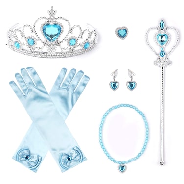 JerrisApparel Princess Dress Up Accessories Gift Set, 8PCS (Blue 3)