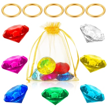 ZCYSRLQIN 12 Pcs Gold Round Ring Set Acrylic Diamond Gemstone Jewelry Alloy Party Hunting Cake Ornament Blue Hedgehog Power (Classical 0.63 x 0.79 inches)