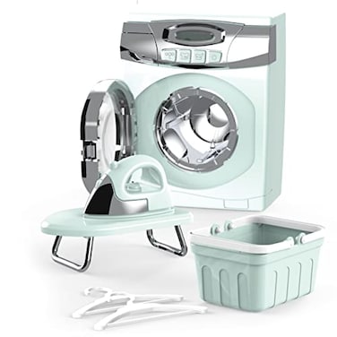 BRIGPICIOUS Toy Washing Machine Laundry Set for Kids, Pretend Toy Play Washer and Dryer Set Laundry Playset Machine for Kids, Toy Toddler Mini Washing Machine Little Washer (Blue)