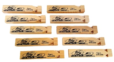 Wooden Train Whistles, By Dondor (12 Pack)