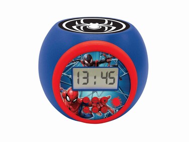 Projector Alarm Clock Spiderman Marvel with Snooze Function and Alarm Function, Night Light with Timer, LCD Screen, Battery Operated, Blue/Red, RL977SP