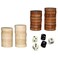ASNEY Wooden Backgammon Pieces, Solid Wood Checker Pieces Set Board Game Table Chips and 5 Dices, Includes Storage Bag (1.22")