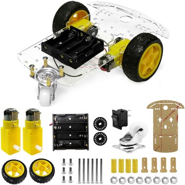 The perseids DIY Robot Smart Car Chassis Kit with Speed Encoder, 2 Wheels and and Battery Box for Arduino/Microbit/Raspberry Pi for Adult Age 16+ (2 Wheels)